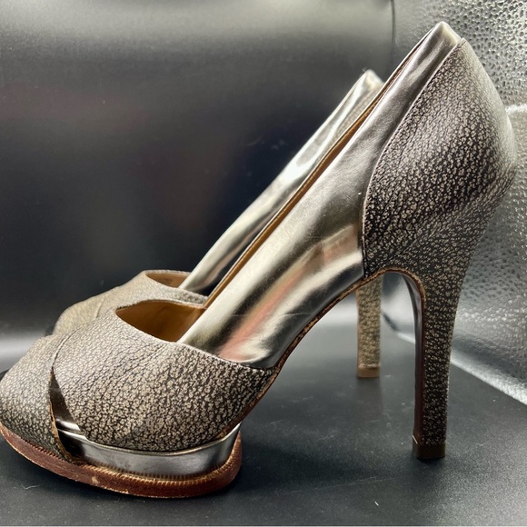 BCBGMaxAzria Metallic Silver Stiletto Platform Heels Size 7.5 - Picture 4 of 13